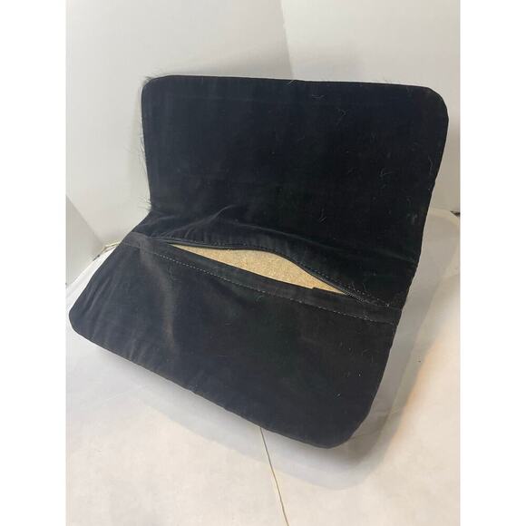 VTG GENUINE COWHIDE CLUTCH BAG FLAP BLACK WESTERN BOHEMIAN FRINGE RARE VERSATILE - Picture 14 of 16